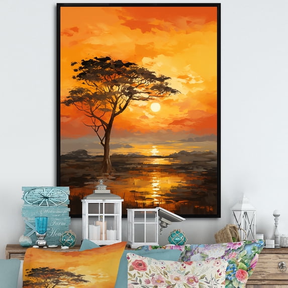 Designart "Core Of African Flora III" Tree African Floater Framed Wall Decor