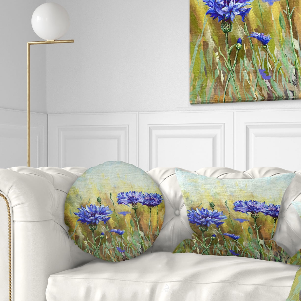 Designart Cornflowers in Full Bloom - Floral Throw Pillow - 12x20