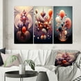 thumbnail image 1 of Designart "Cosmic Flux Abstract Multiverse Metamorphosis" Abstract Shapes Wall Art Set Of 3 - Transitional Orange Gallery Wall Set For Home Decor, 1 of 6