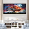 thumbnail image 1 of Designart "Cosmic Fusion Orange and Pink Tree" Extra Large Landscapes Framed Wall Art - Country Orange Tree Entryway Framed Wall Art, 1 of 6
