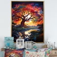 thumbnail image 1 of Designart "Cosmic Hued Baobab Trees II" Tree Baobab Floater Framed Wall Art Living Room, 1 of 5