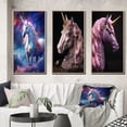 thumbnail image 1 of Designart "Cosmic Magic Purple Unicorn" Fantasy Unicorn Framed Wall Art Set Of 3 - Purple Children's Art Frame Gallery Set For Office Decor, 1 of 6