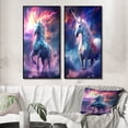 thumbnail image 1 of Designart "Cosmic Unicorn Purple Magical Charm III" Fantasy Unicorn Framed Wall Art Set Of 2 - Children's Art Purple Frame Gallery Set For Office Decor, 1 of 6