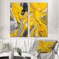 thumbnail image 1 of Designart "Cosmic Vibrations in Yellow and Grey II" Abstract Wall Art Set Of 2 - Yellow Abstract Canvas Set For Living Room Decor, 1 of 7