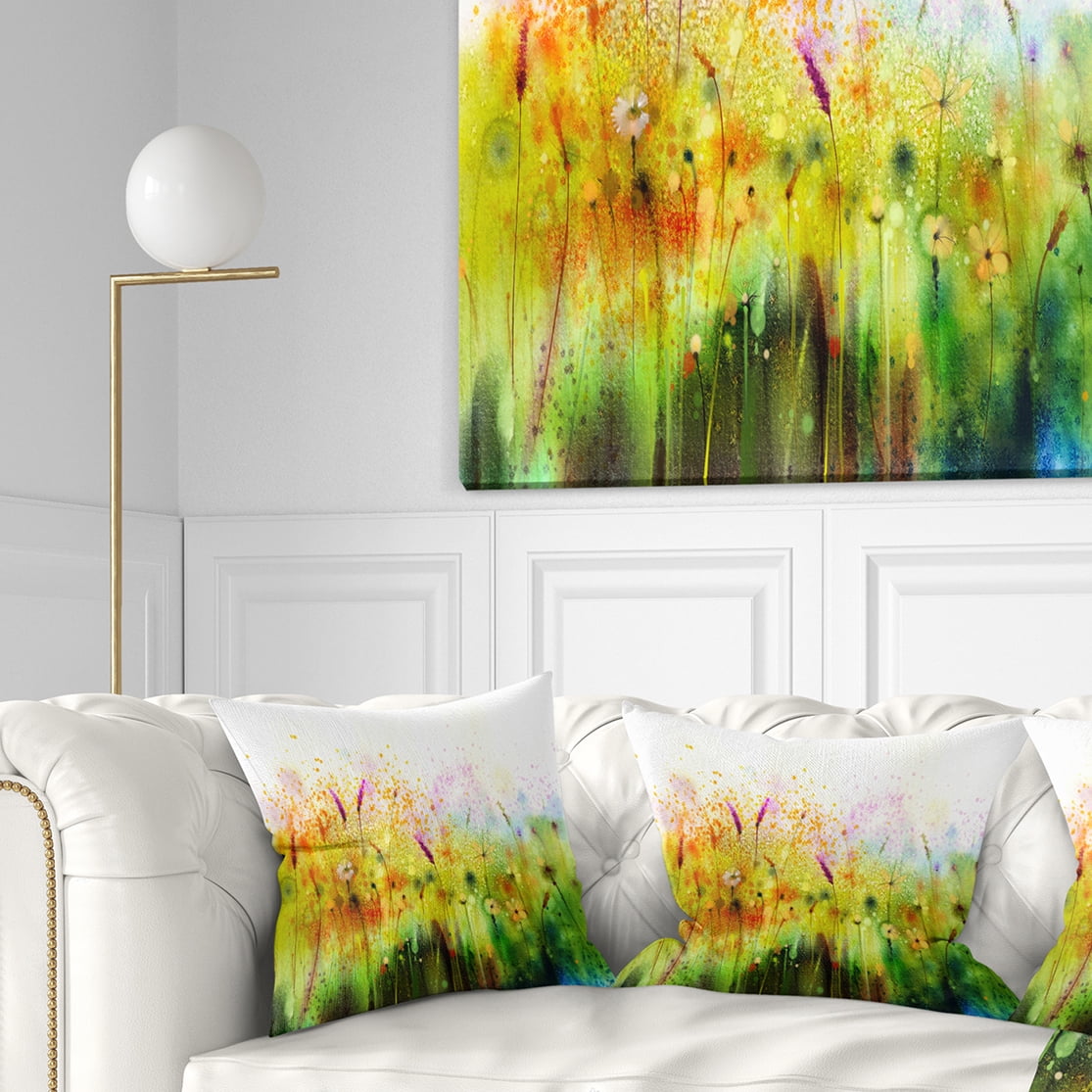 Designart Cosmos Flowers and White Wildflowers - Floral Throw Pillow - 16x16
