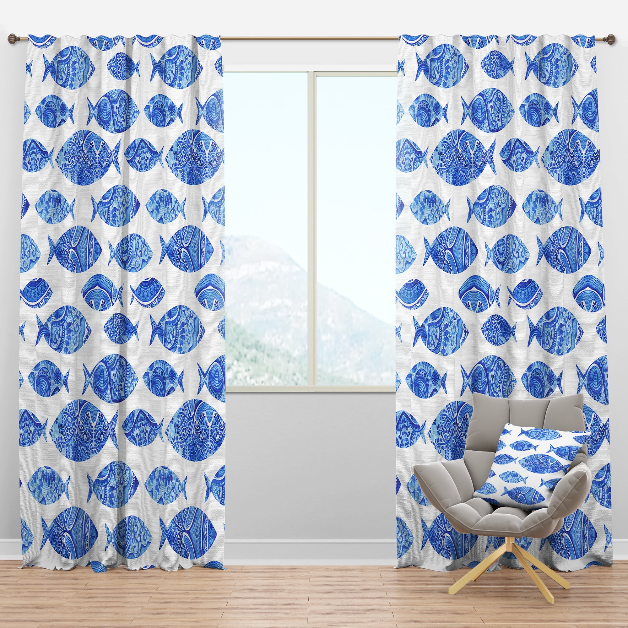 Designart 'Costal Life Form I' Nautical Blackout Curtain Panel