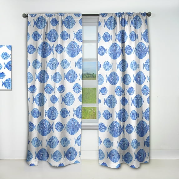 Designart 'Costal Life Form I' Nautical Curtain Panel