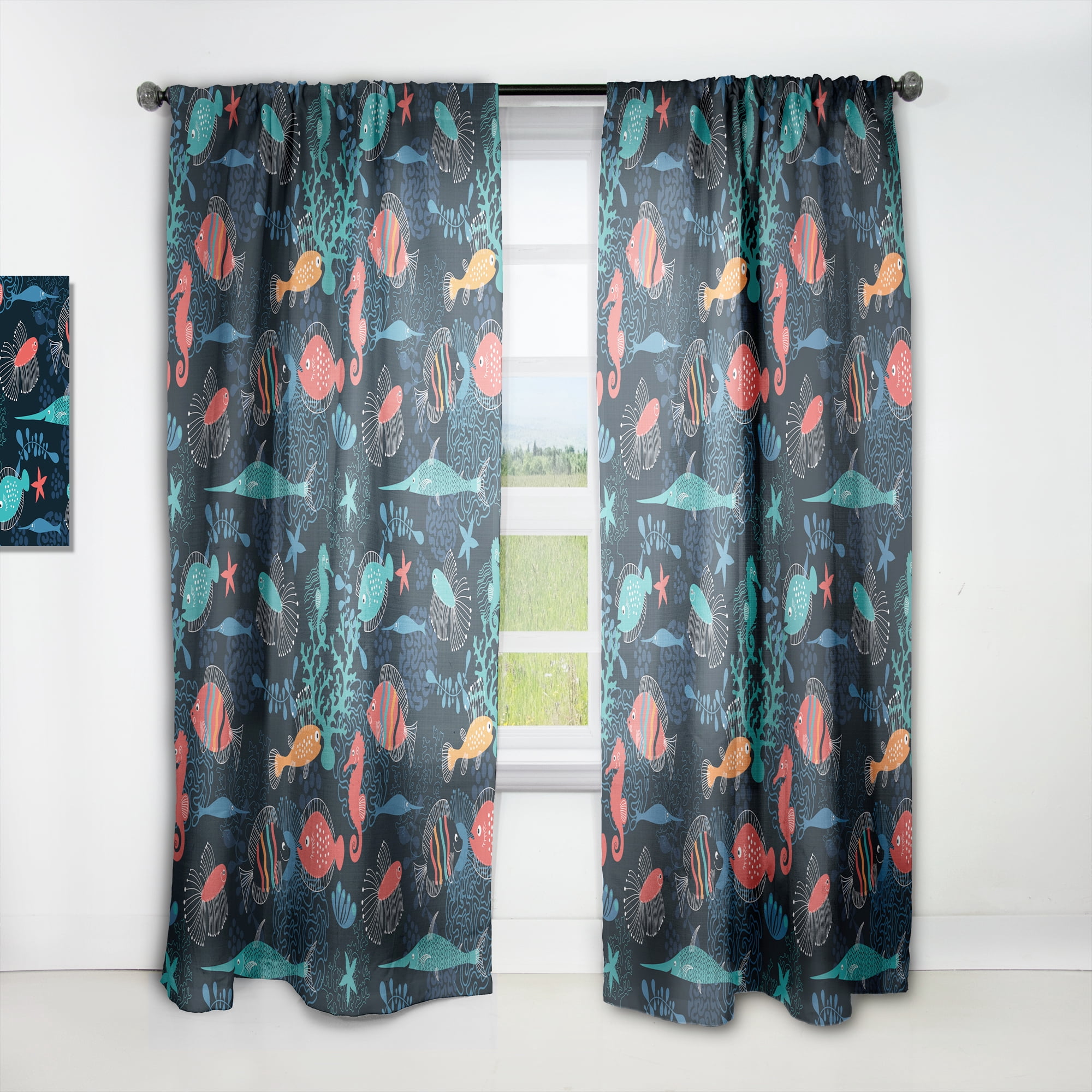 Designart 'Costal Life Form II' Animals Curtain Panel