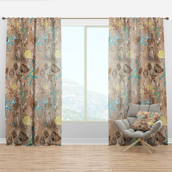 Designart 'Costal Life Form III' Coastal Curtain Panel