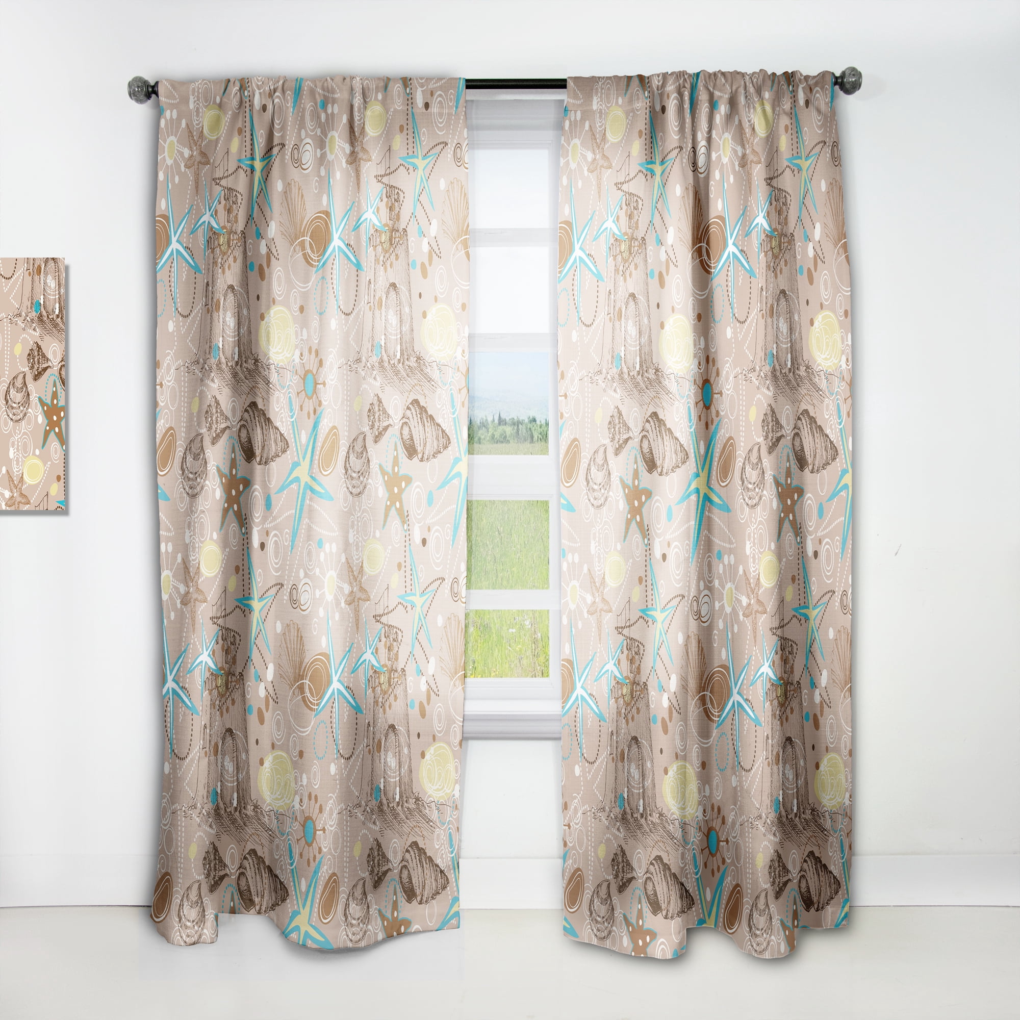 Designart 'Costal Life Form III' Coastal Curtain Panel