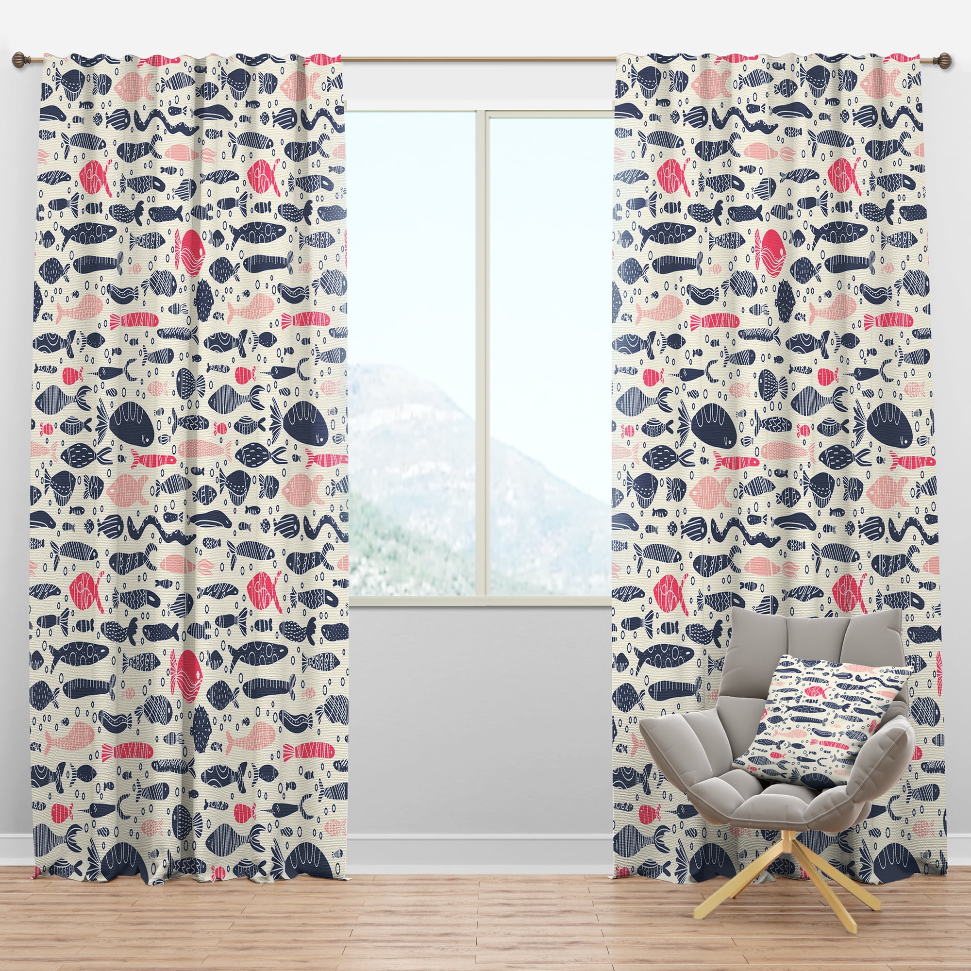 Designart 'Costal Life Form IX' Nautical & Coastal Blackout Curtain Panel
