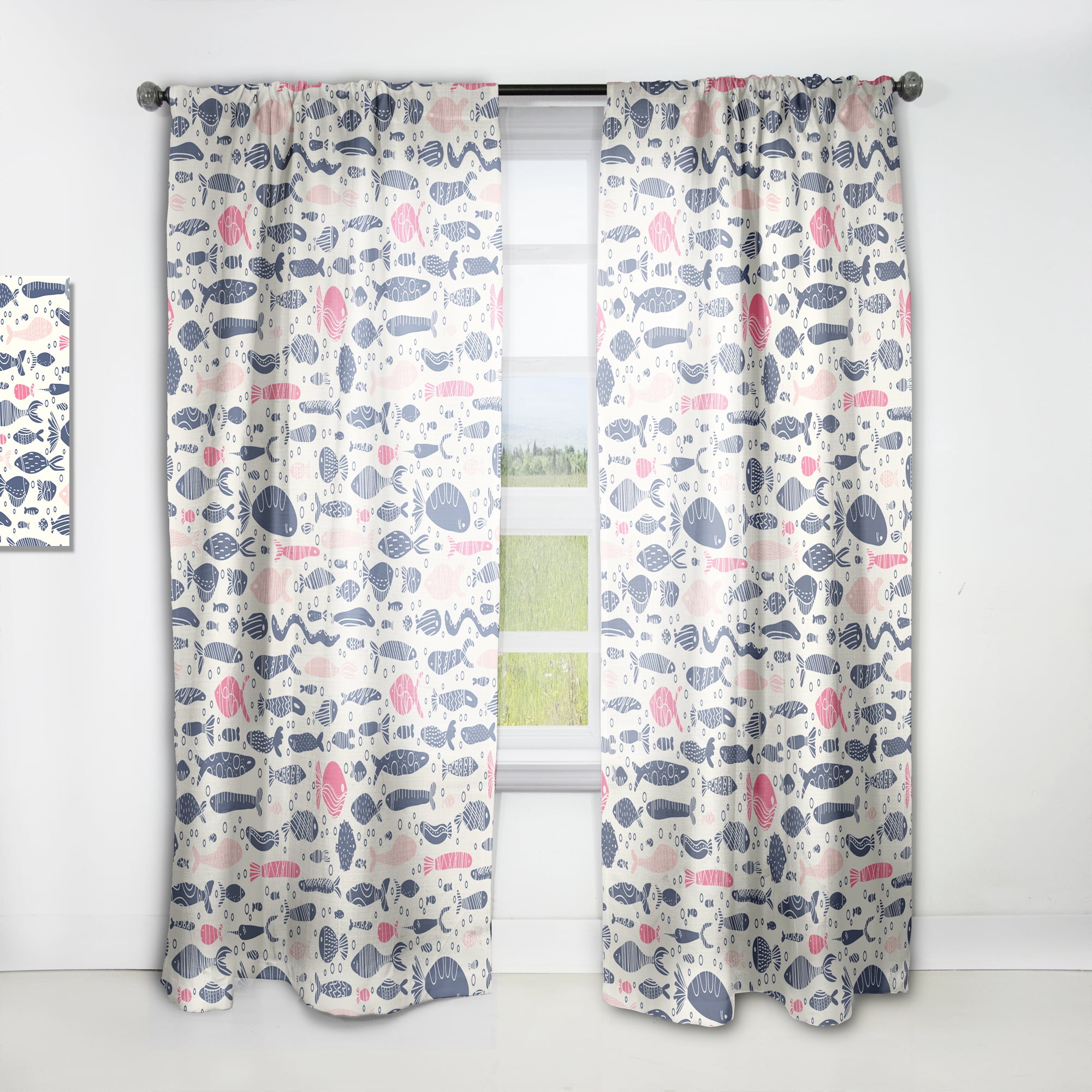 Designart 'Costal Life Form IX' Nautical & Coastal Curtain Panel