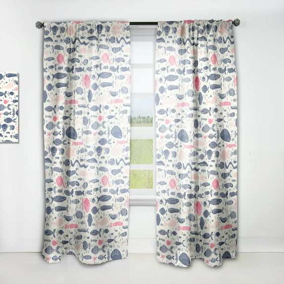 Designart 'Costal Life Form IX' Nautical & Coastal Curtain Panel