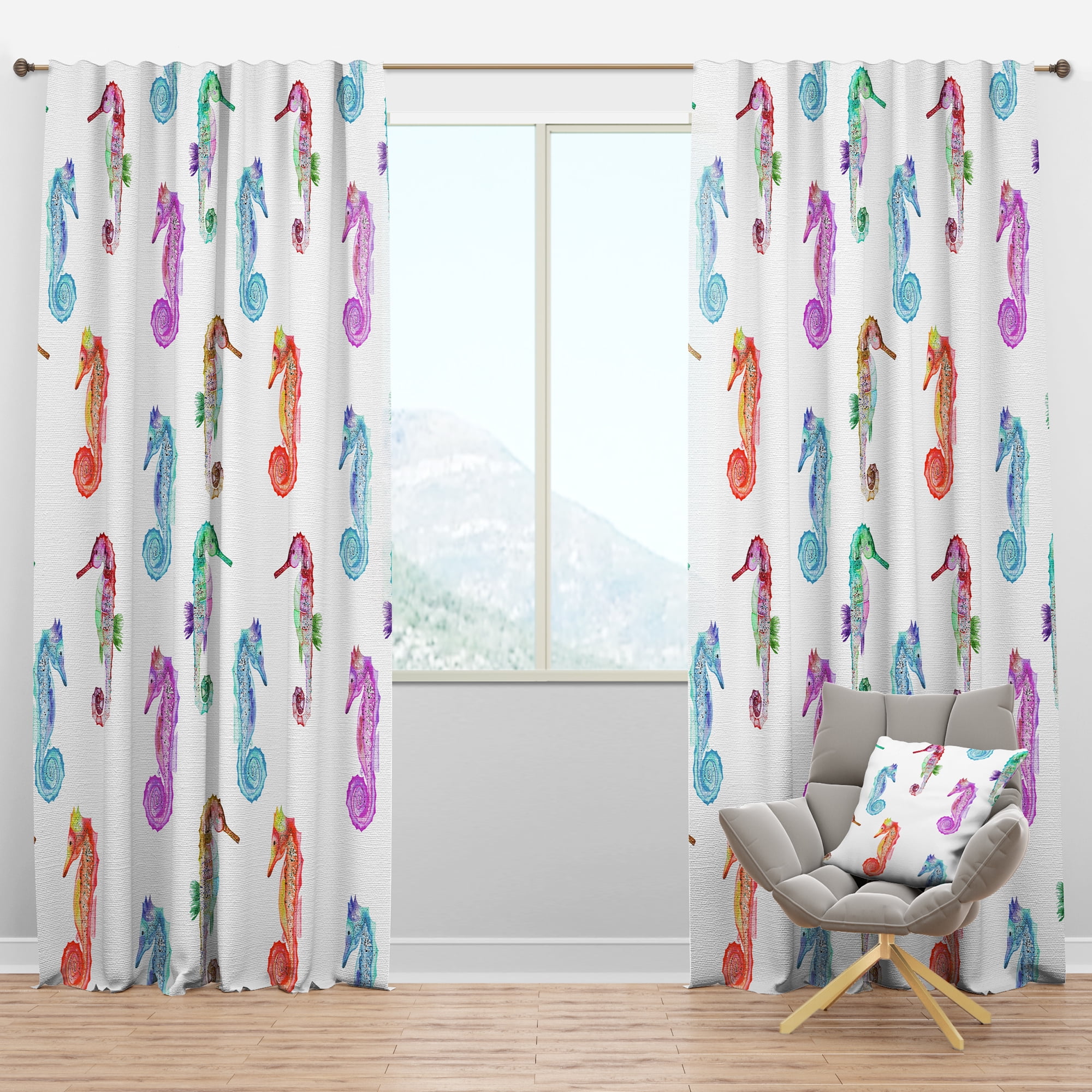 Designart 'Costal Life Form V' Nautical & Coastal Blackout Curtain Panel