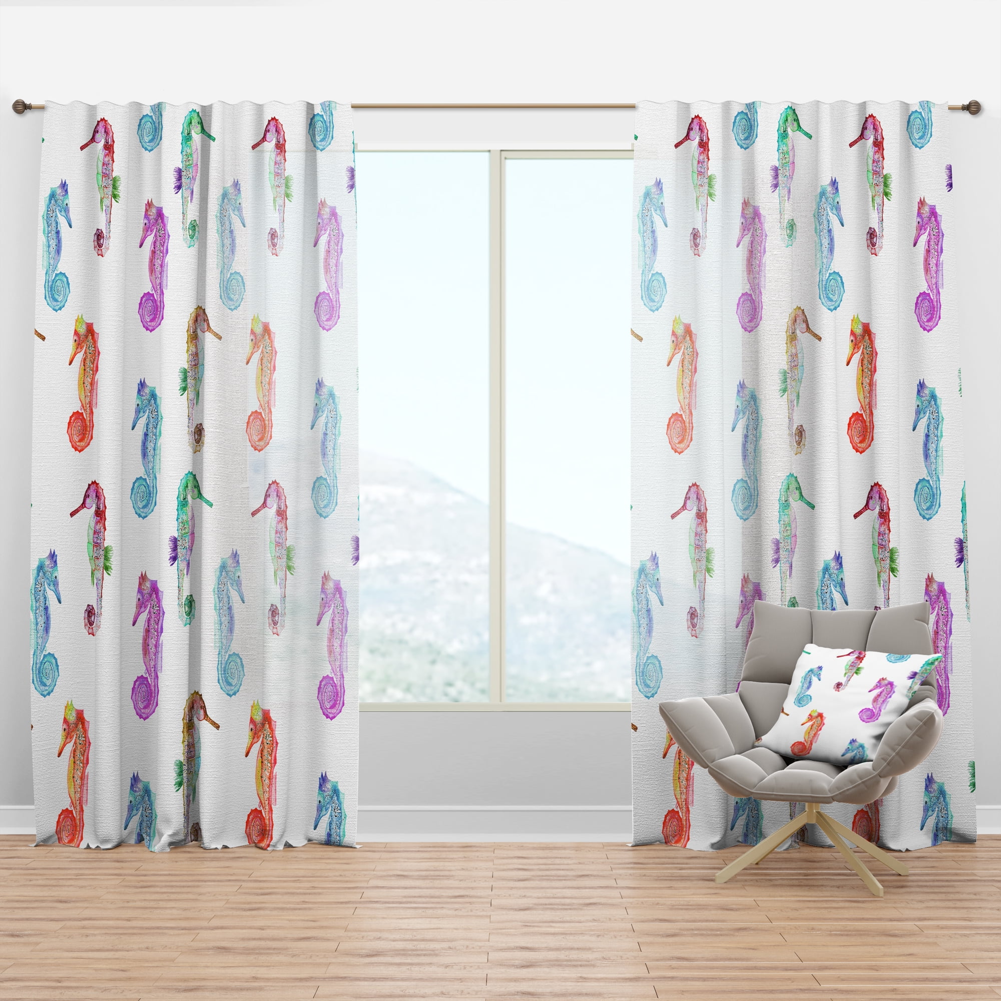 Designart 'Costal Life Form V' Nautical & Coastal Curtain Panel
