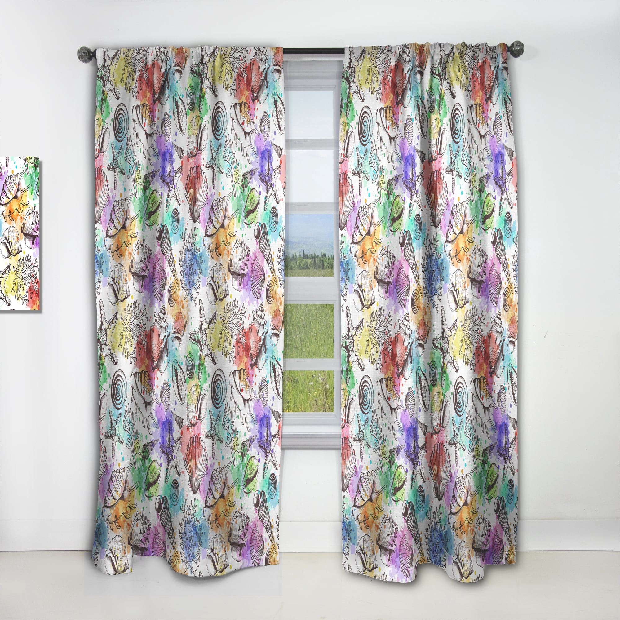 Designart 'Costal Life Form VI' Nautical & Coastal Curtain Panel