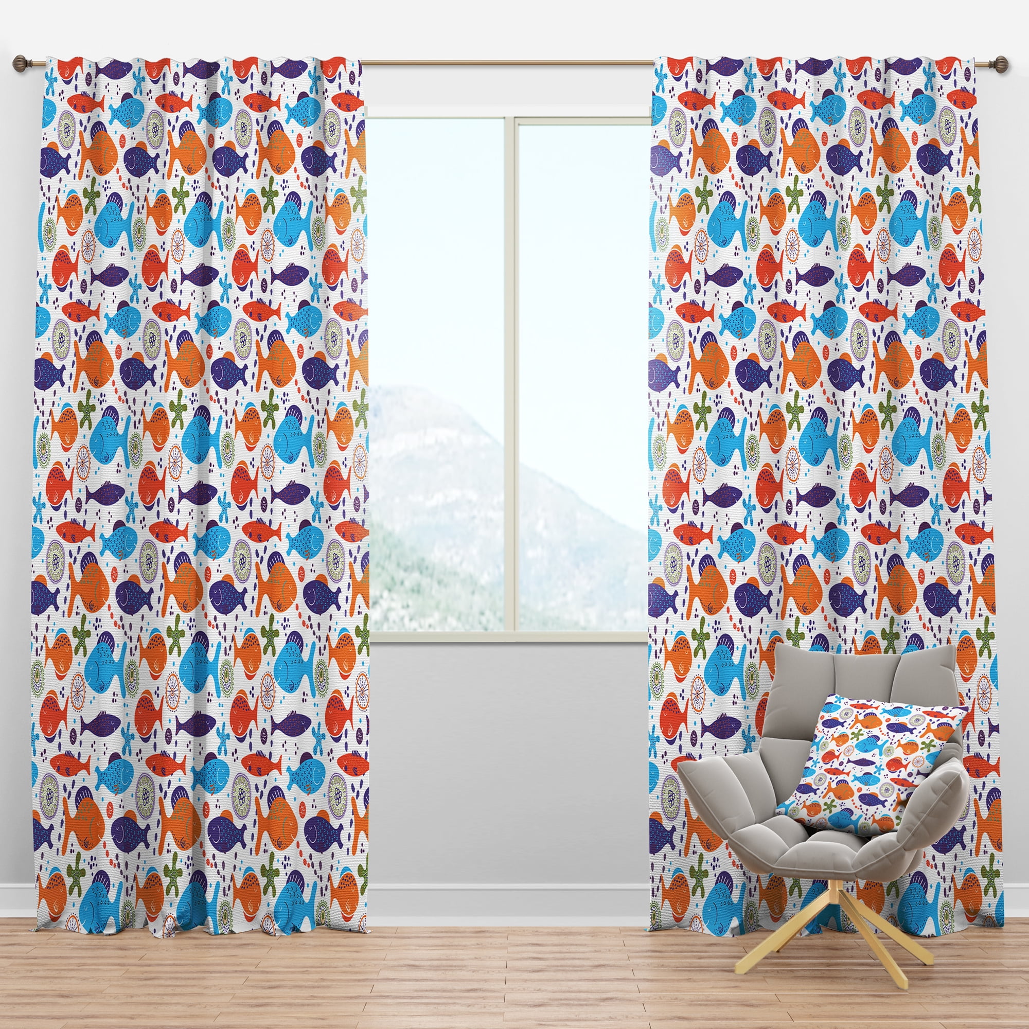 Designart 'Costal Life Form VII' Modern Blackout Curtain Panel