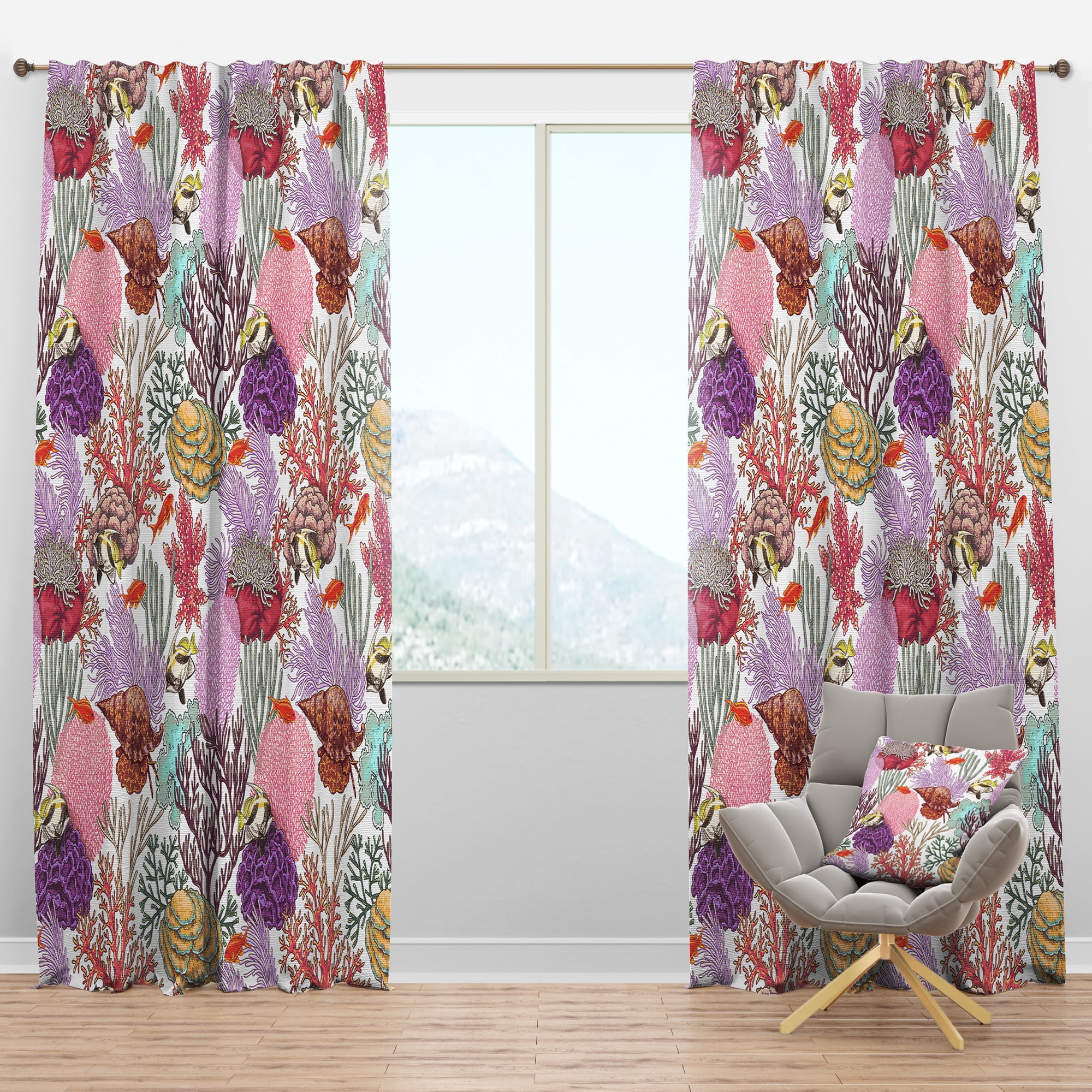 Designart 'Costal Life Form VIII' Nautical & Coastal Blackout Curtain Panel