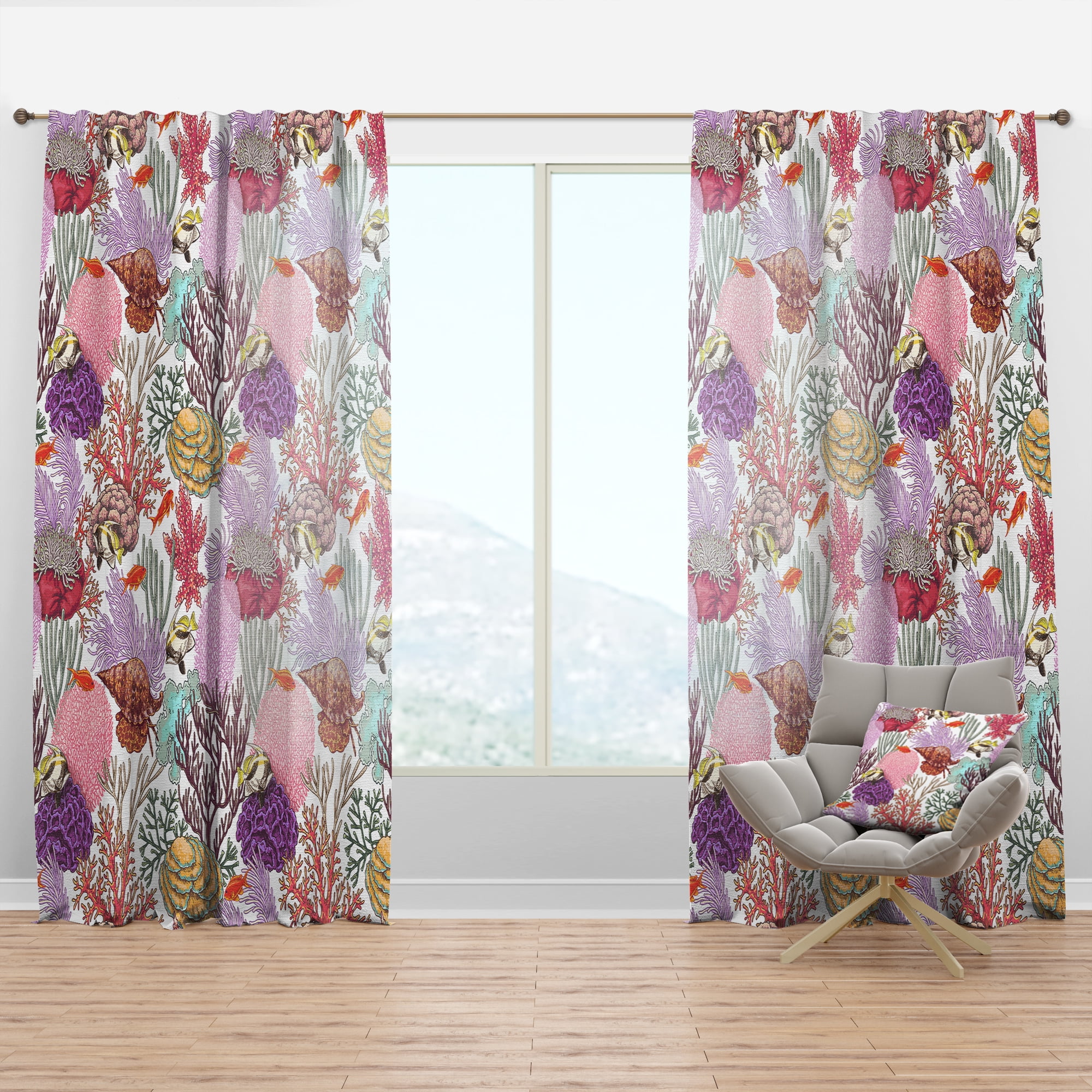 Designart 'Costal Life Form VIII' Nautical & Coastal Curtain Panel