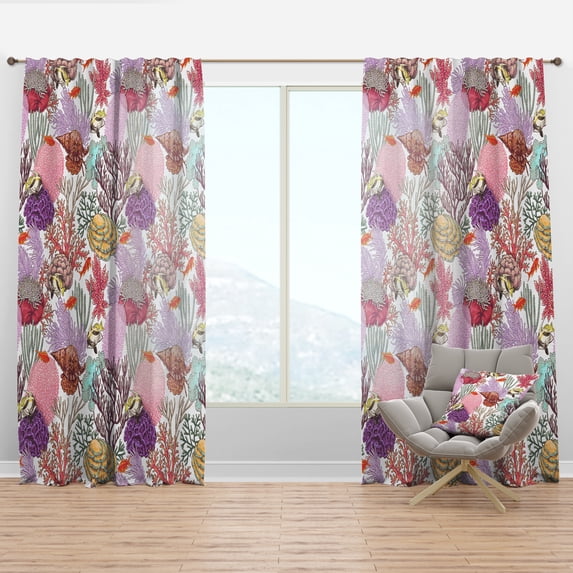 Designart 'Costal Life Form VIII' Nautical & Coastal Curtain Panel