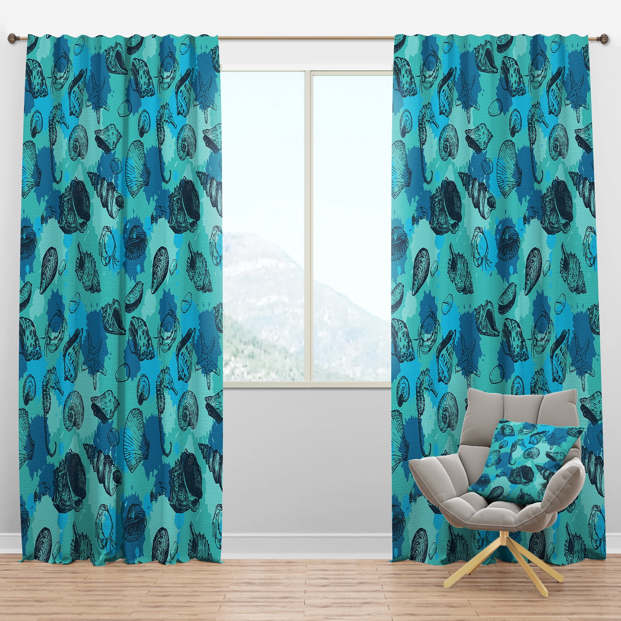 Designart 'Costal Life Form X' Nautical & Coastal Blackout Curtain Panel