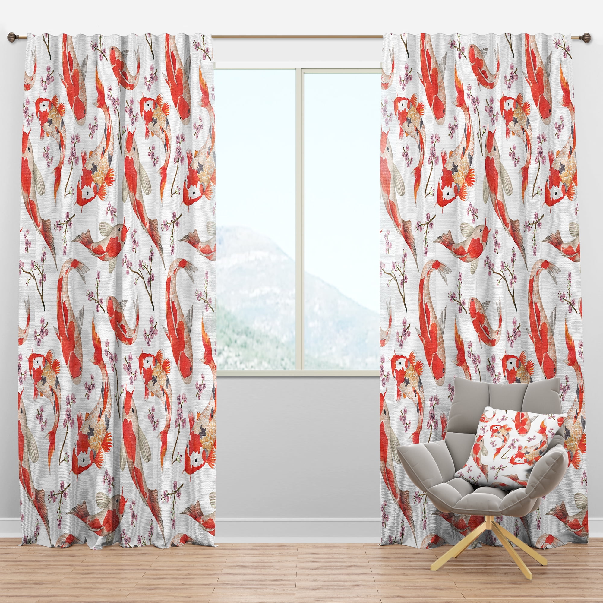 Designart 'Costal Life Form XI' Oriental Blackout Curtain Panel