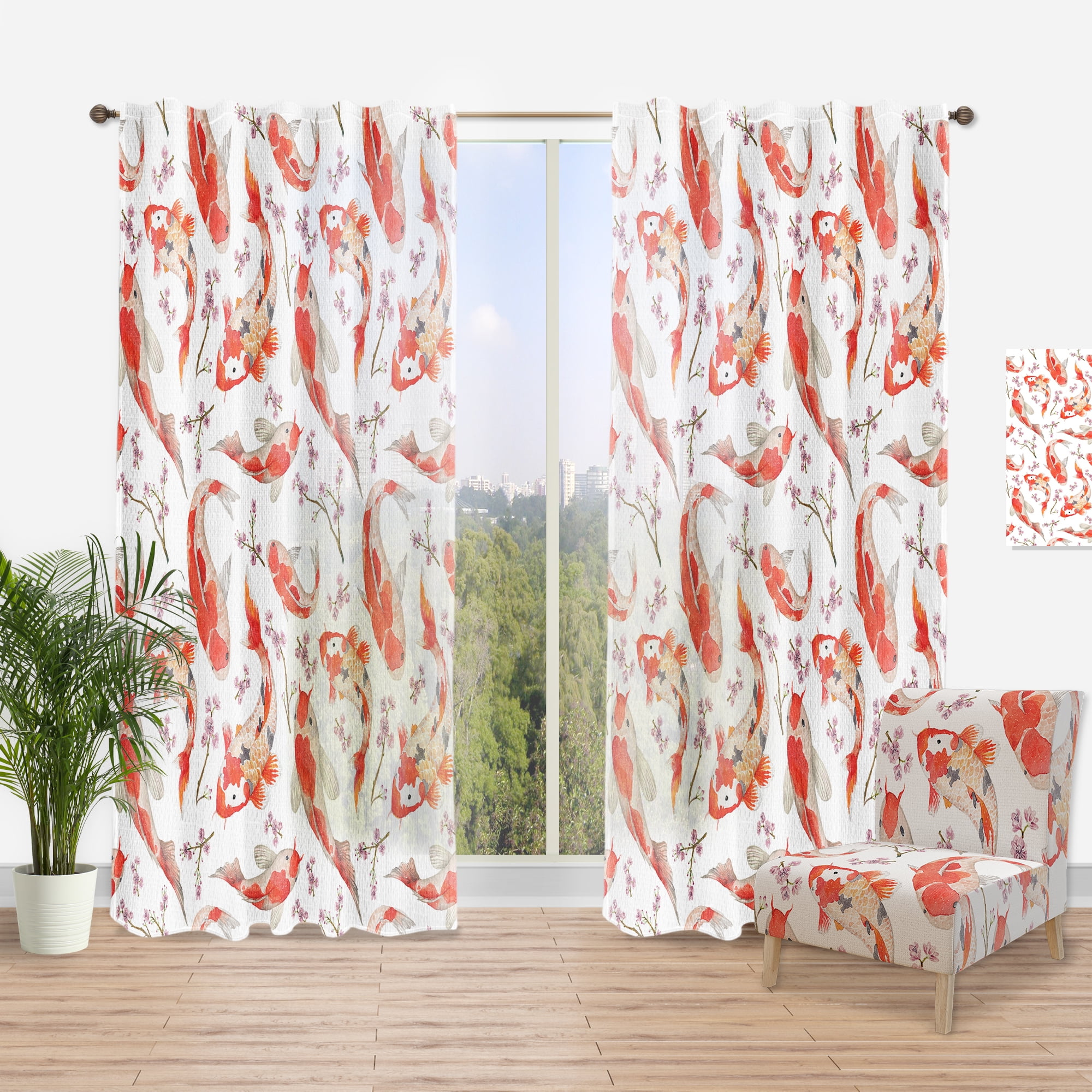 Designart 'Costal Life Form XI' Oriental Curtain Panel