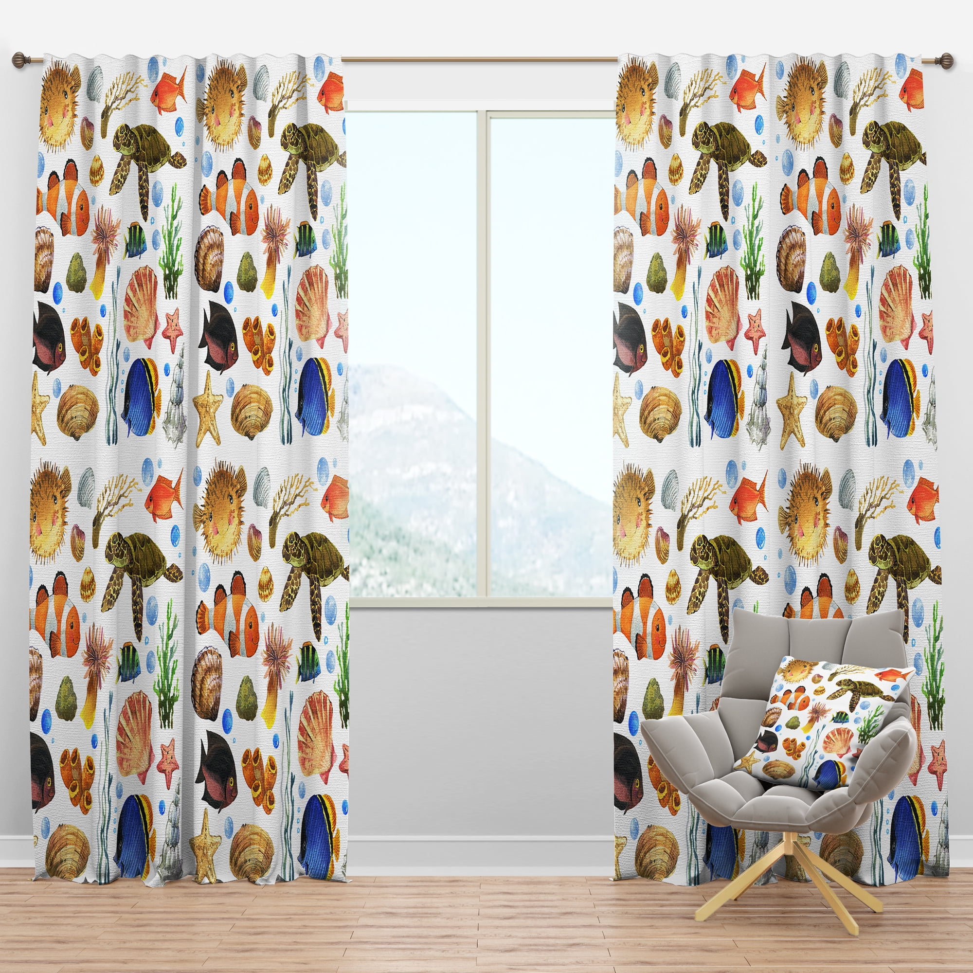 Designart 'Costal Life Form XII' Nautical & Coastal Blackout Curtain Panel