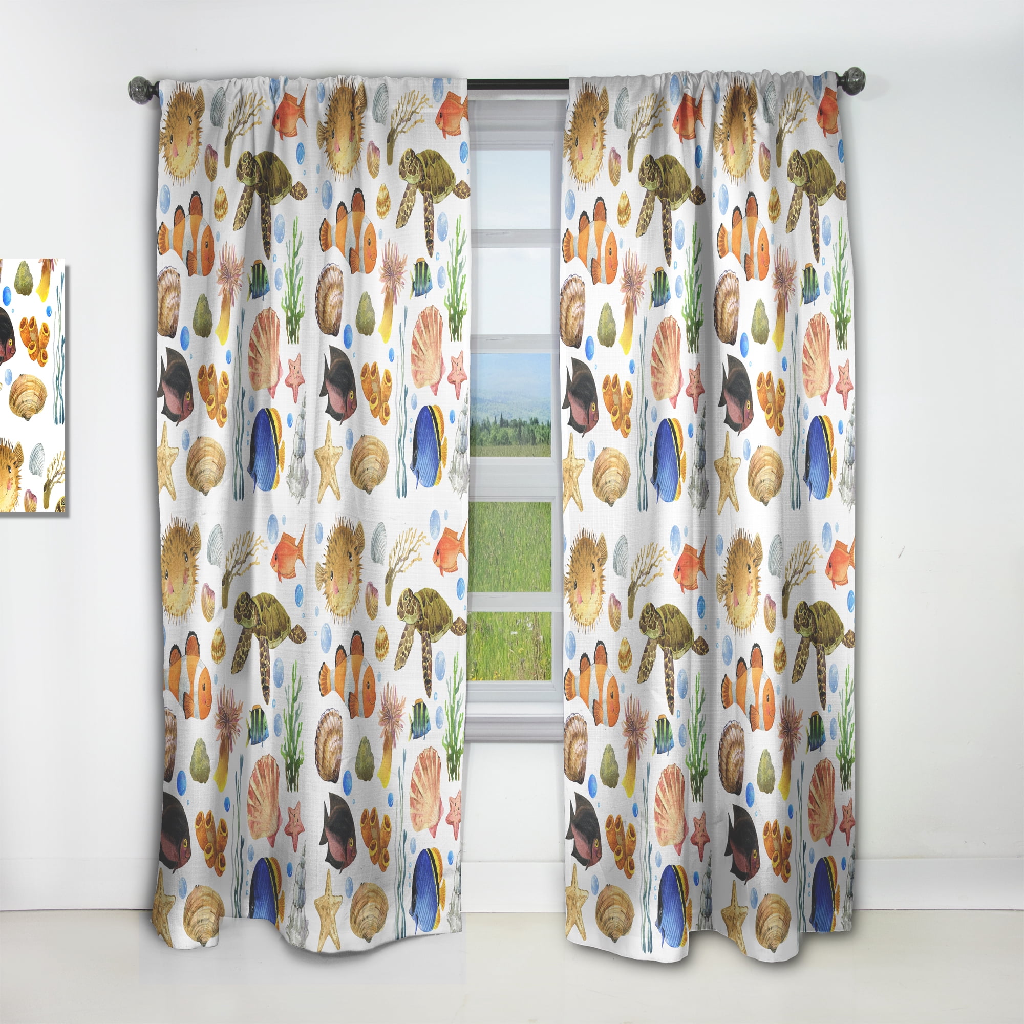 Designart 'Costal Life Form XII' Nautical & Coastal Curtain Panel