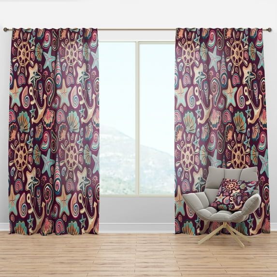 Designart 'Costal Life Form XIII' Coastal Curtain Panel