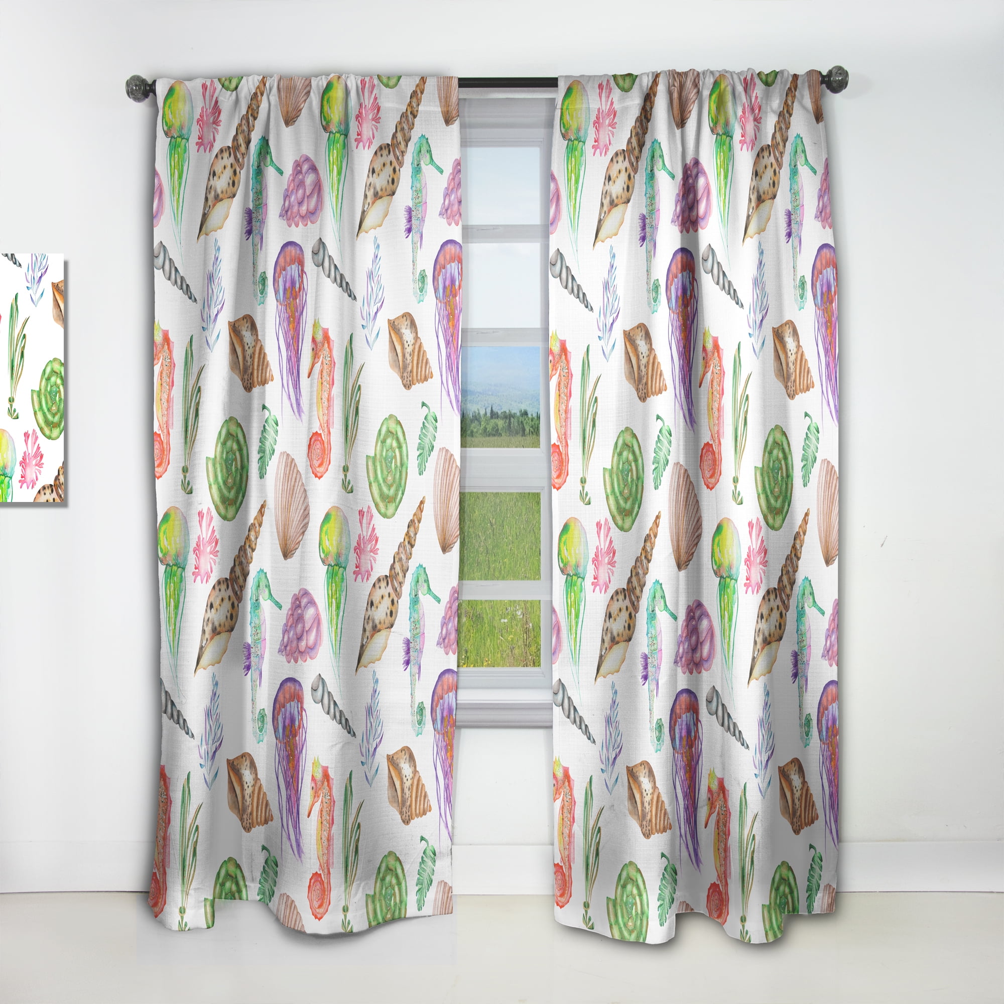 Designart 'Costal Life Form XIV' Nautical & Coastal Curtain Panel