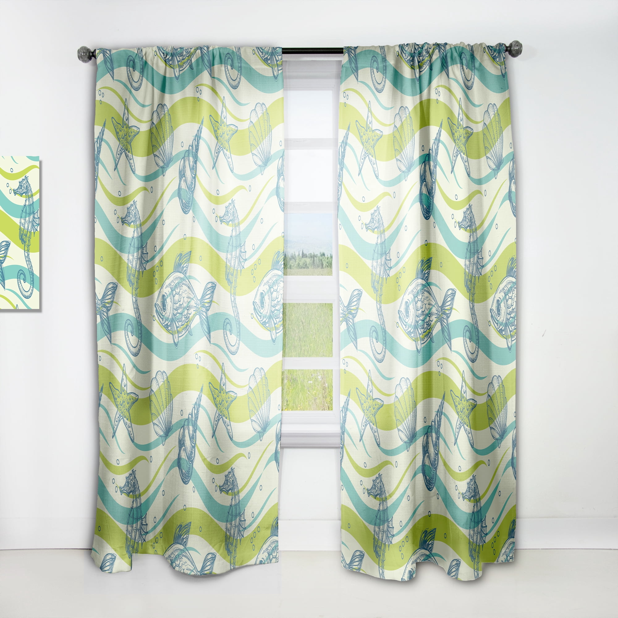 Designart 'Costal Life Form XV' Coastal Curtain Panel