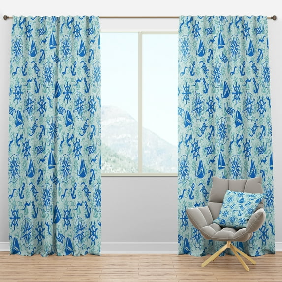 Designart 'Costal Life Form XVI' Coastal Blackout Curtain Panel