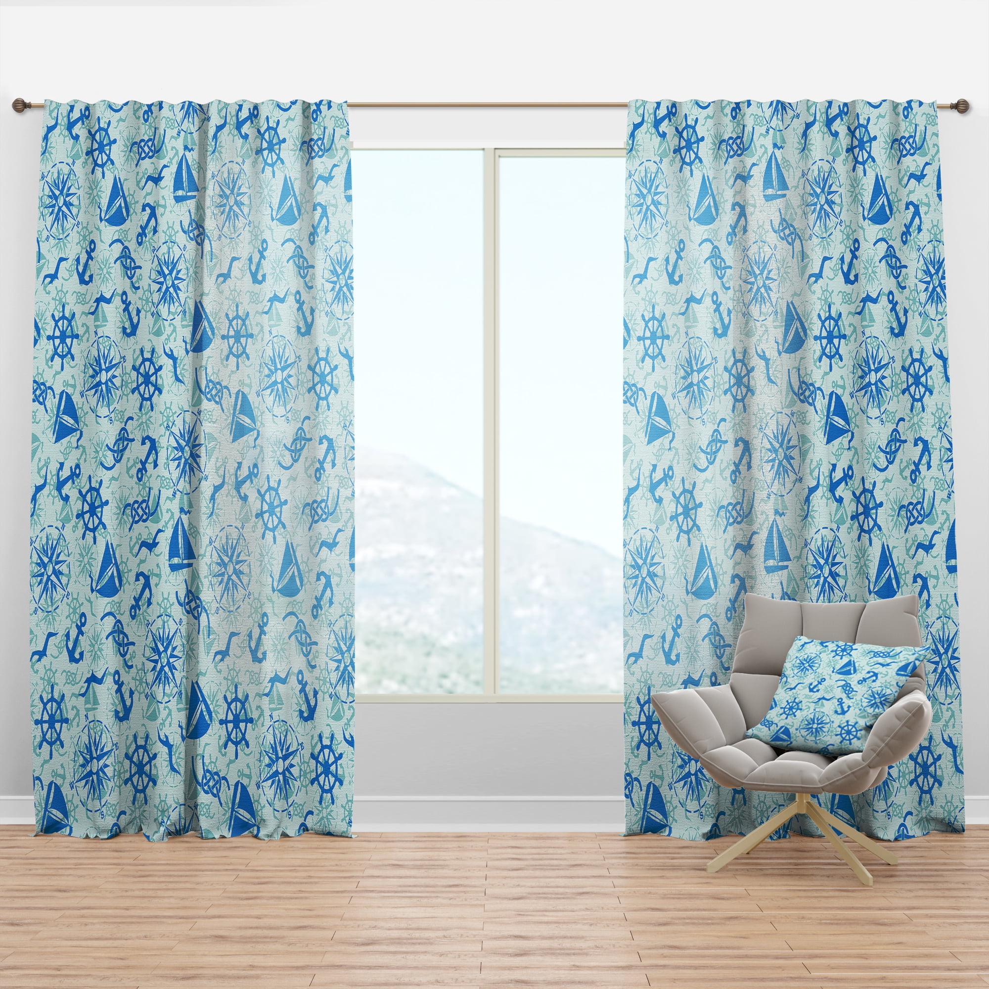 Designart 'Costal Life Form XVI' Coastal Curtain Panel