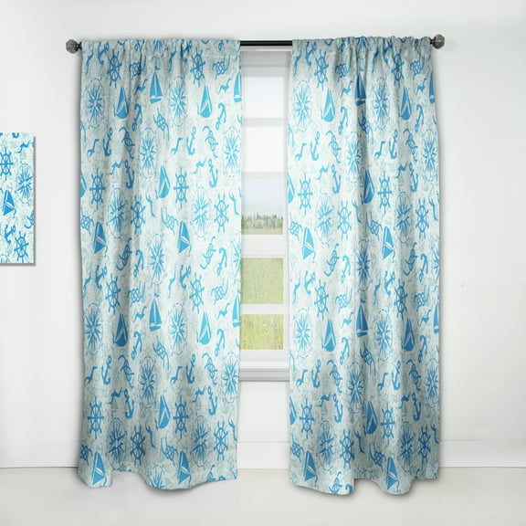 Designart 'Costal Life Form XVI' Coastal Curtain Panel