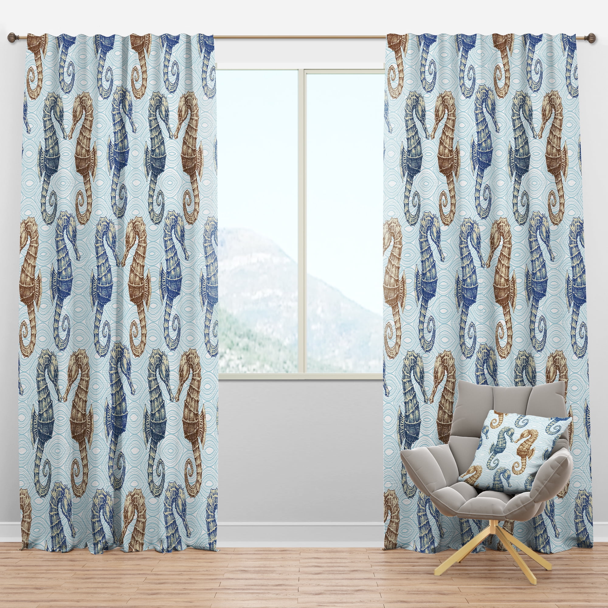 Designart 'Costal Life Form XVII' Coastal Blackout Curtain Panel