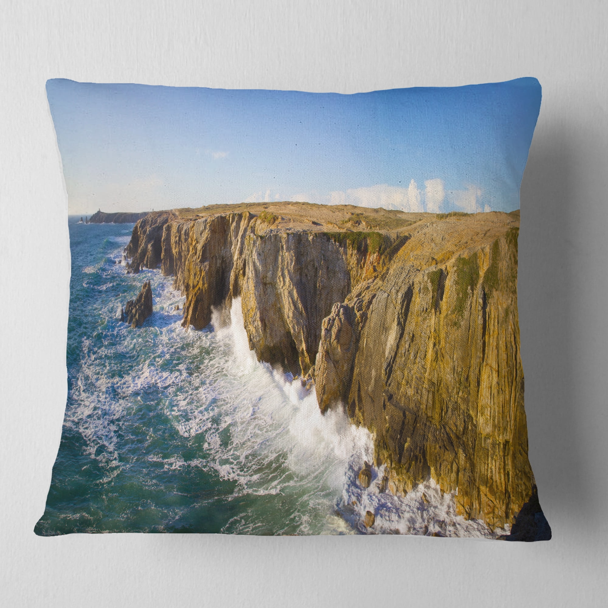 Designart Cote Sauvage Bretagne France - Seascape Throw Pillow - 16x16