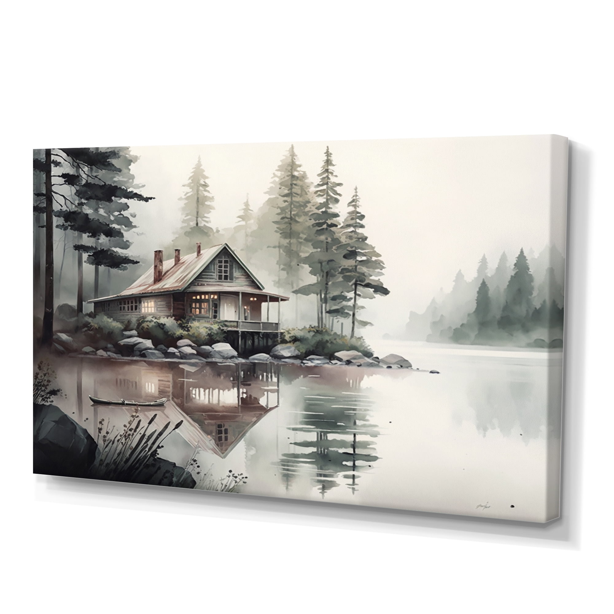 Designart Cottage By The Lake I Canvas Wall Art