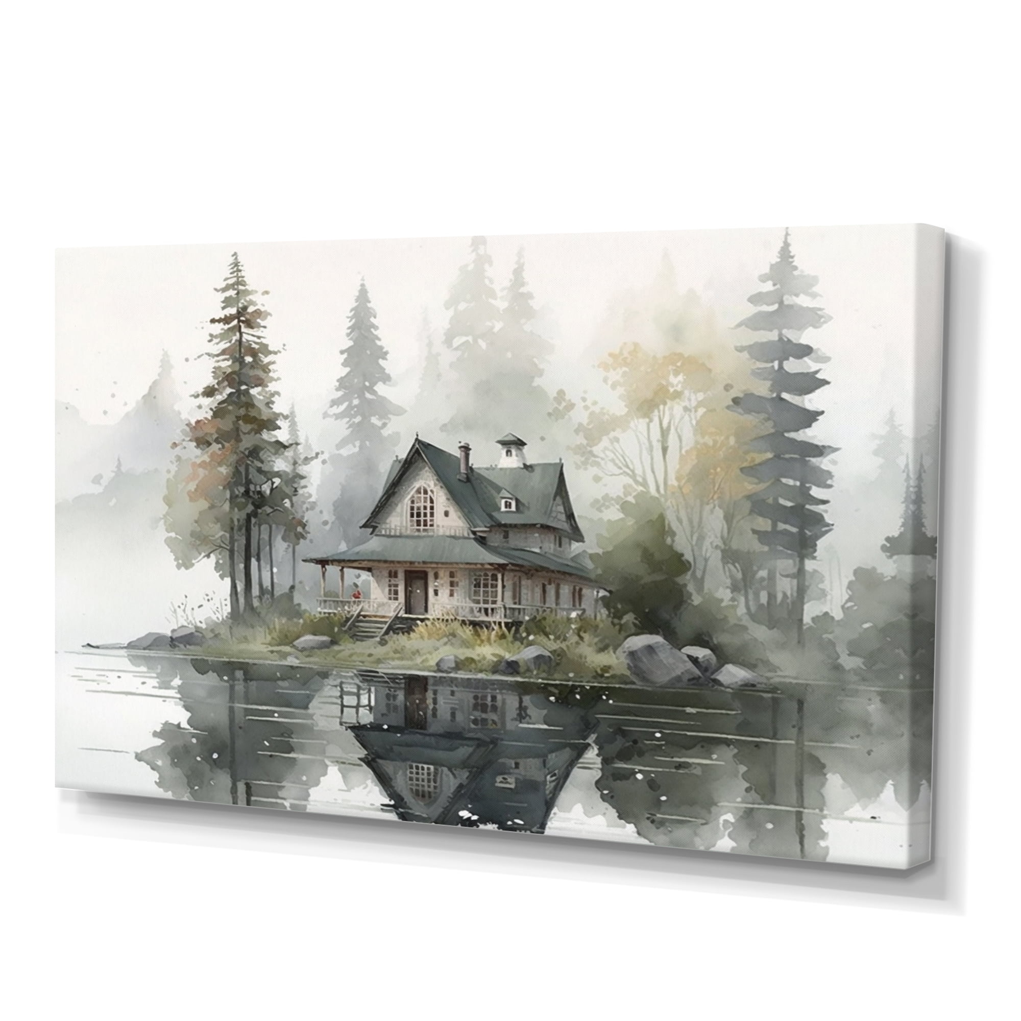 Designart Cottage By The Lake II Canvas Wall Art
