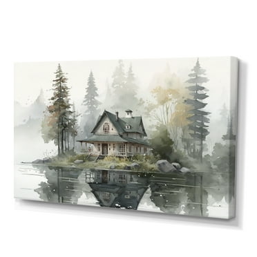 Designart Cottage By The Lake II Canvas Wall Art