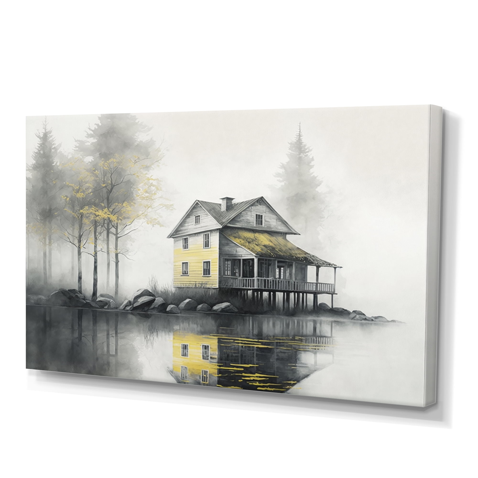 Designart Cottage By The Lake III Canvas Wall Art