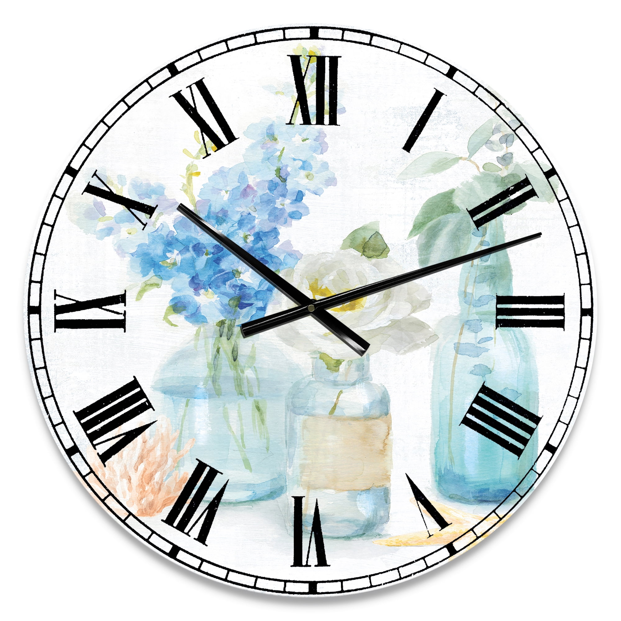 Designart 'Cottage Florals II' Farmhouse wall clock