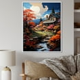 Designart "Cottage Landscape Retreat in Fall I" Landscapes Framed Wall