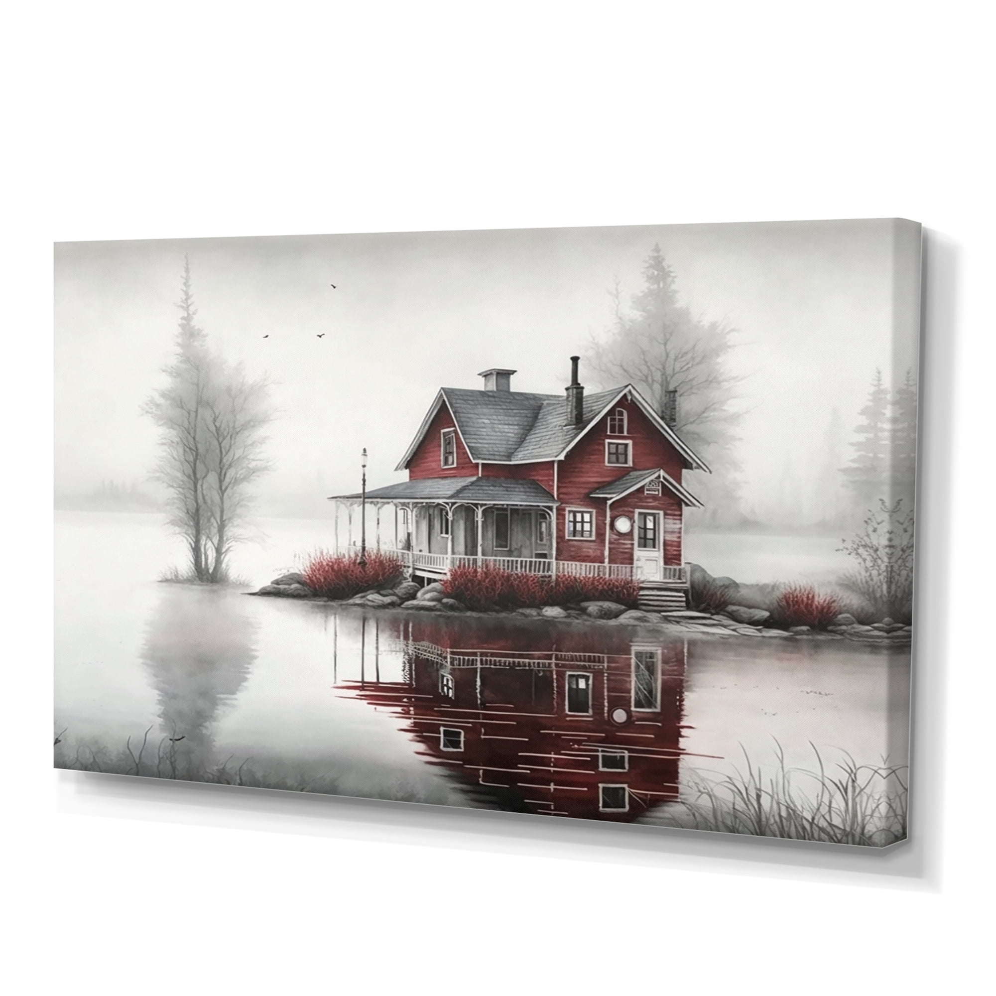 Designart Cottage On The Lake II Canvas Wall Art