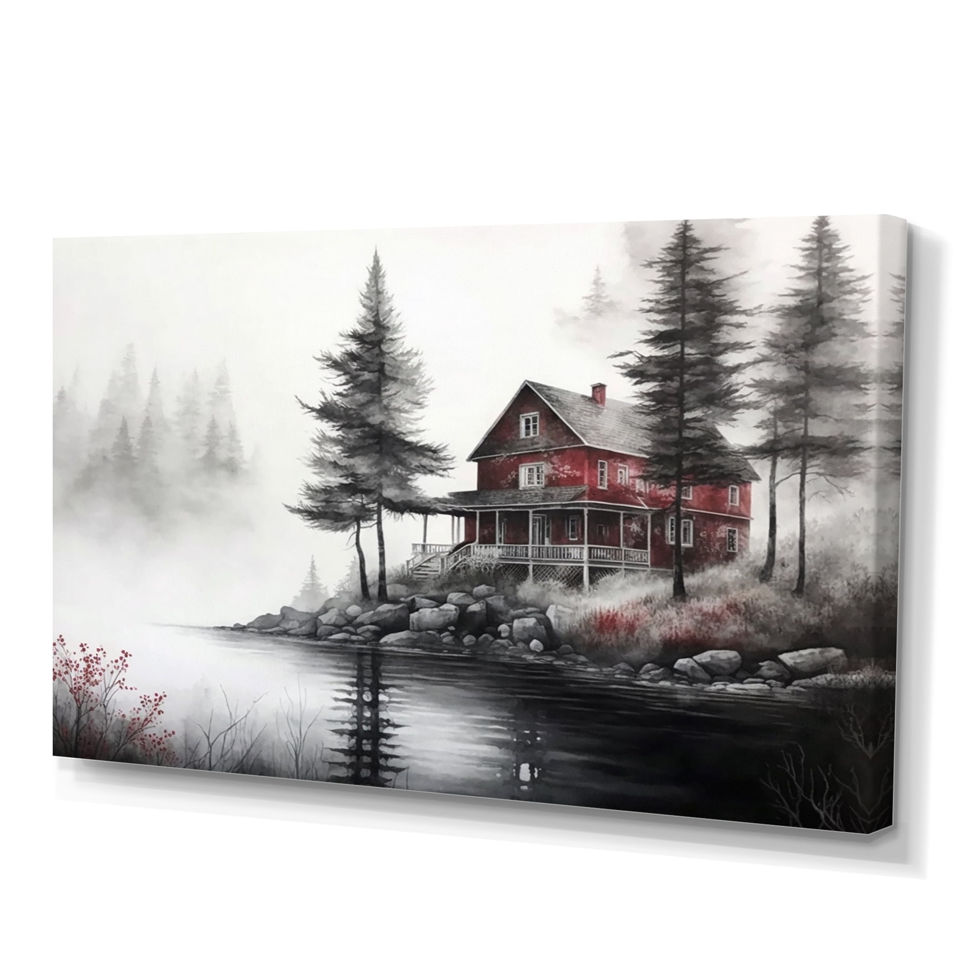 Designart Cottage On The Lake III Canvas Wall Art