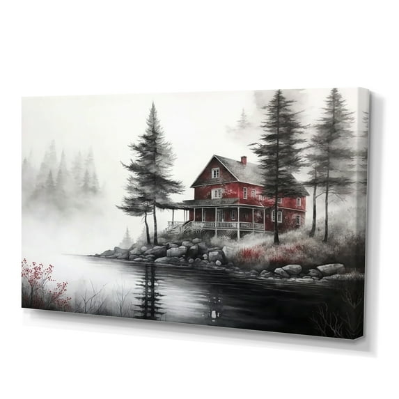 Designart Cottage On The Lake III Canvas Wall Art