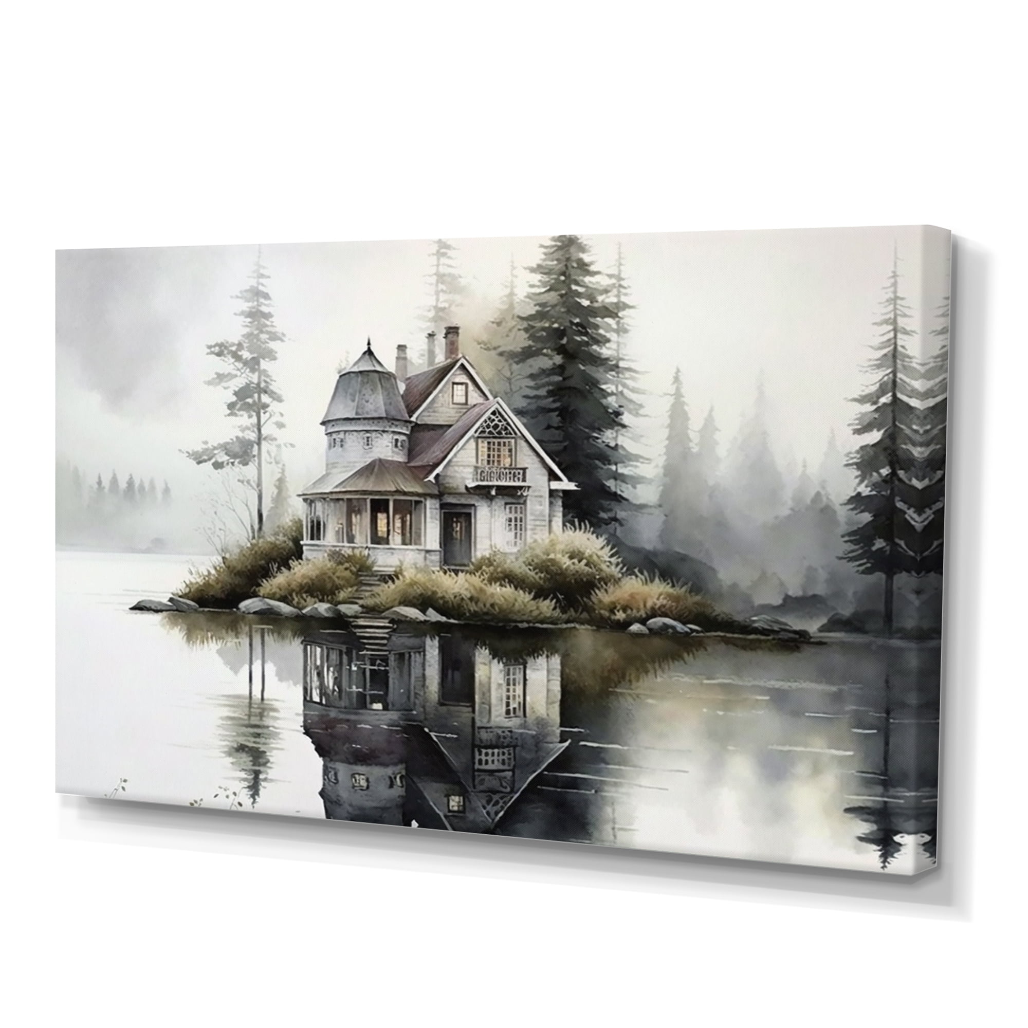 Designart Cottage On The Lake IV Canvas Wall Art