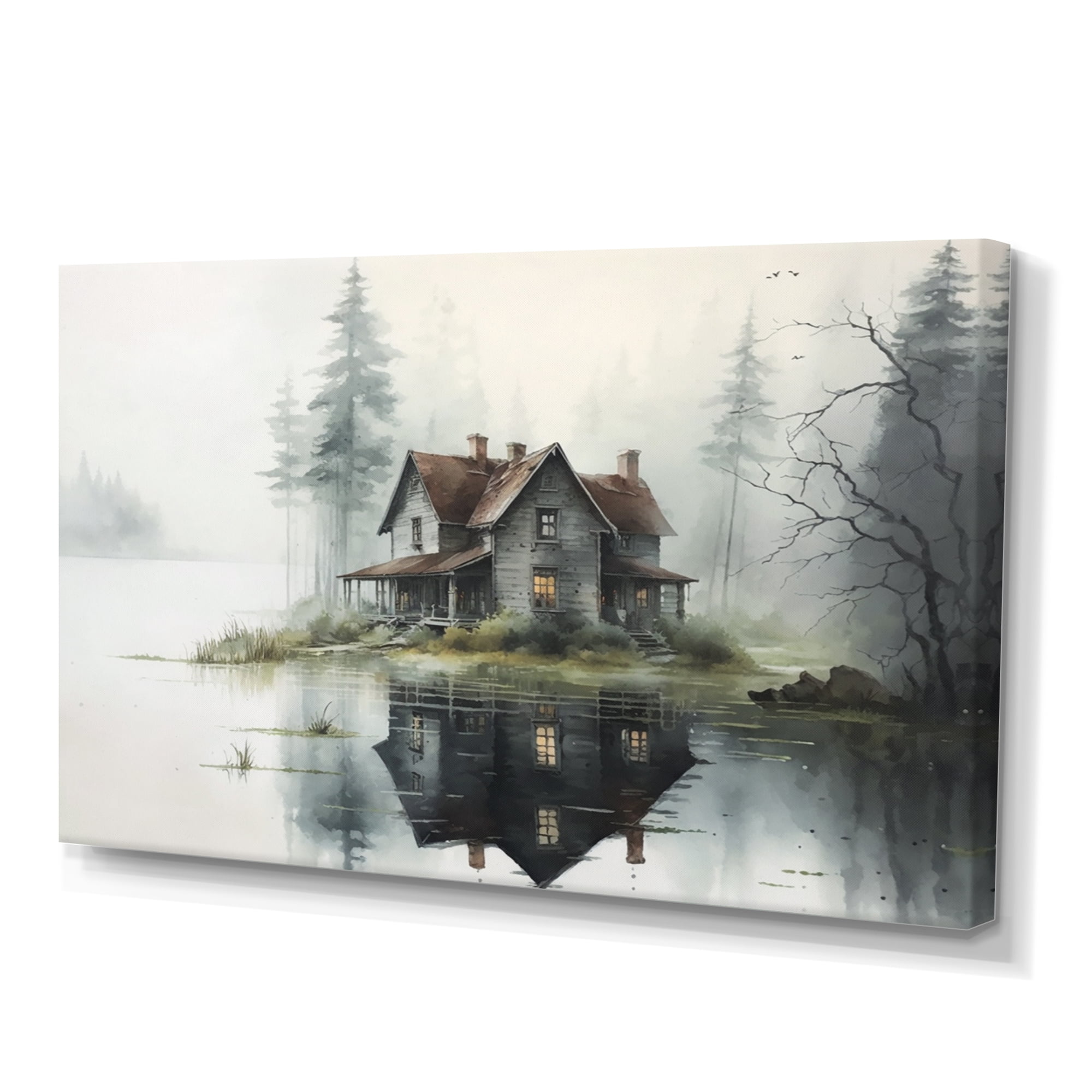 Designart Cottage On The Lake V Canvas Wall Art