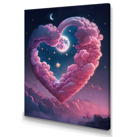 Designart Cotton Candy Cloud Heart I Canvas Wall Art