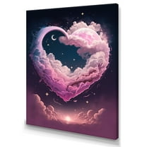 Designart Cotton Candy Cloud Heart II Canvas Wall Art
